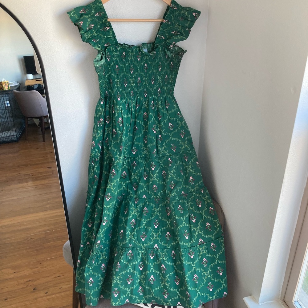 HILL HOUSE HOME Ellie Nap Dress Emerald Trellis Floral Limited Edition XS